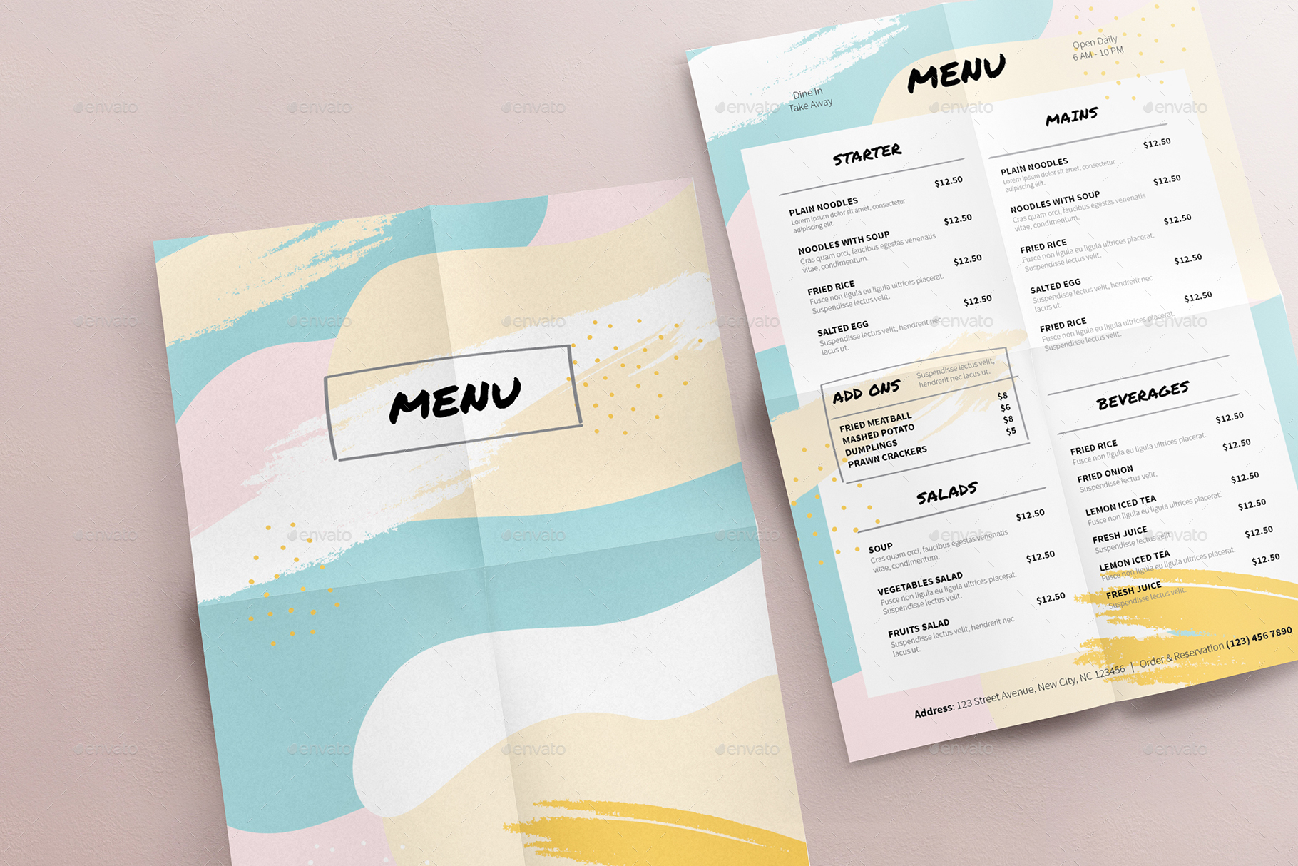 Colored Menu Template, Print Templates GraphicRiver